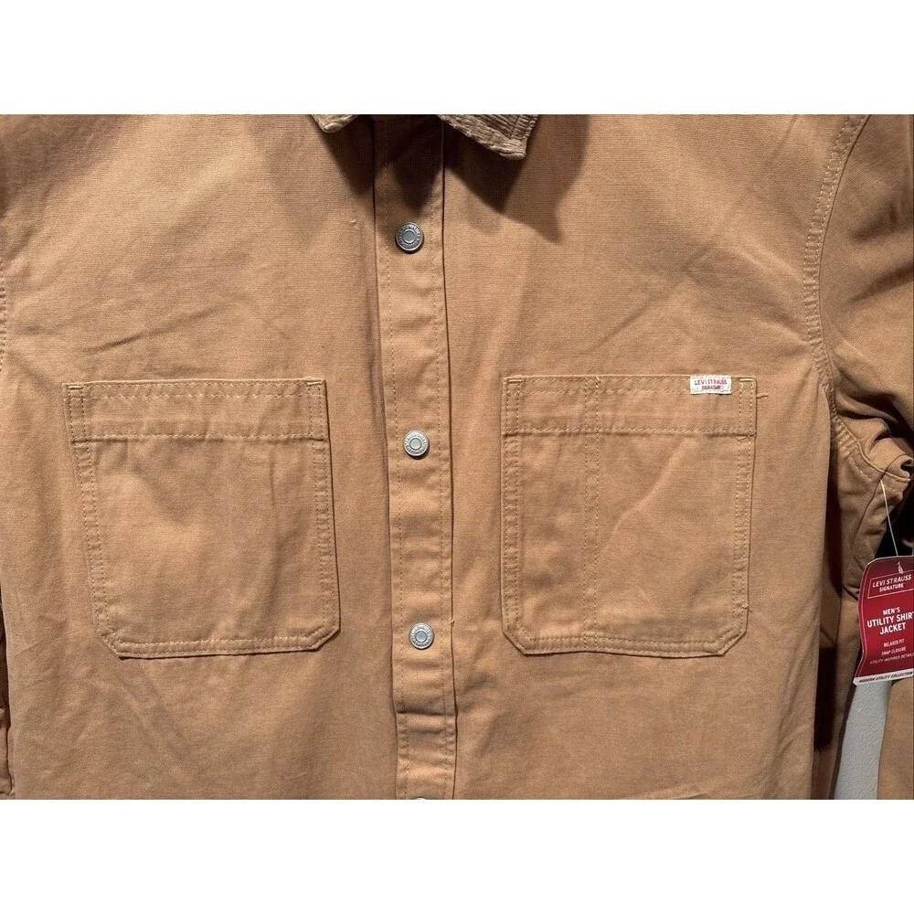 Levi Strauss Utility Shirt Jacket Canvas Snap Up Signature Collection Tan Sm NWT - Picture 14 of 16